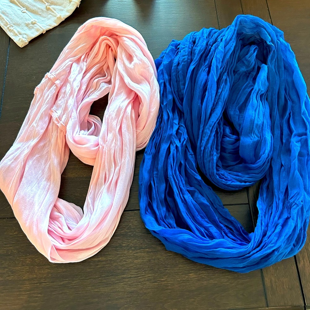 Pink and Blue infinity scarf bundle